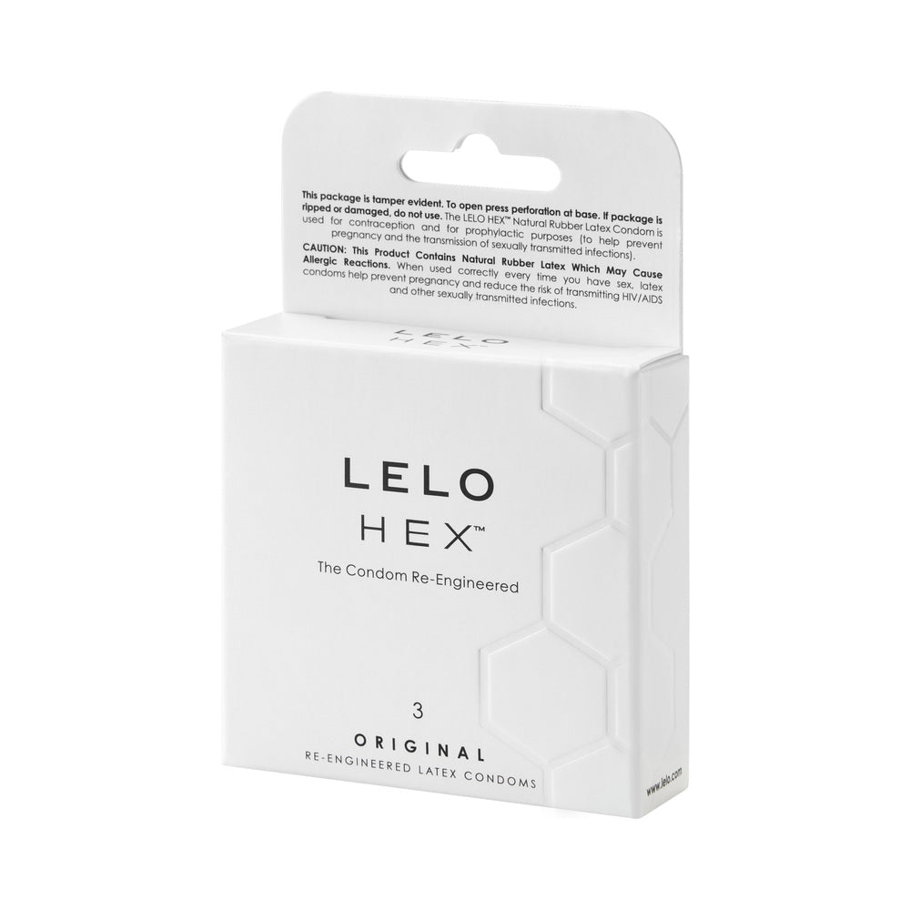 LELO - PRESERVATIVOS DE LÁTEX LUBRICADOS ORIGINALES HEX PAQUETE DE 3