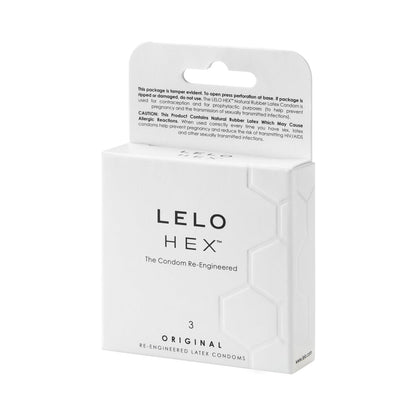 LELO - PRESERVATIVOS DE LÁTEX LUBRICADOS ORIGINALES HEX PAQUETE DE 3