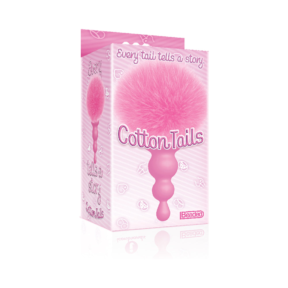 THE 9''S COTTONTAILS SILICONE BUNNY TAIL BUTT PLUG BEADED PINK