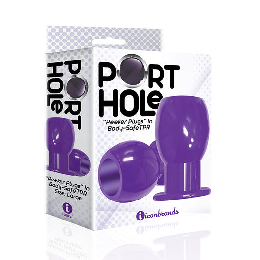 THE 9''S PORT HOLE HOLLOW BUTT PLUG PURPLE