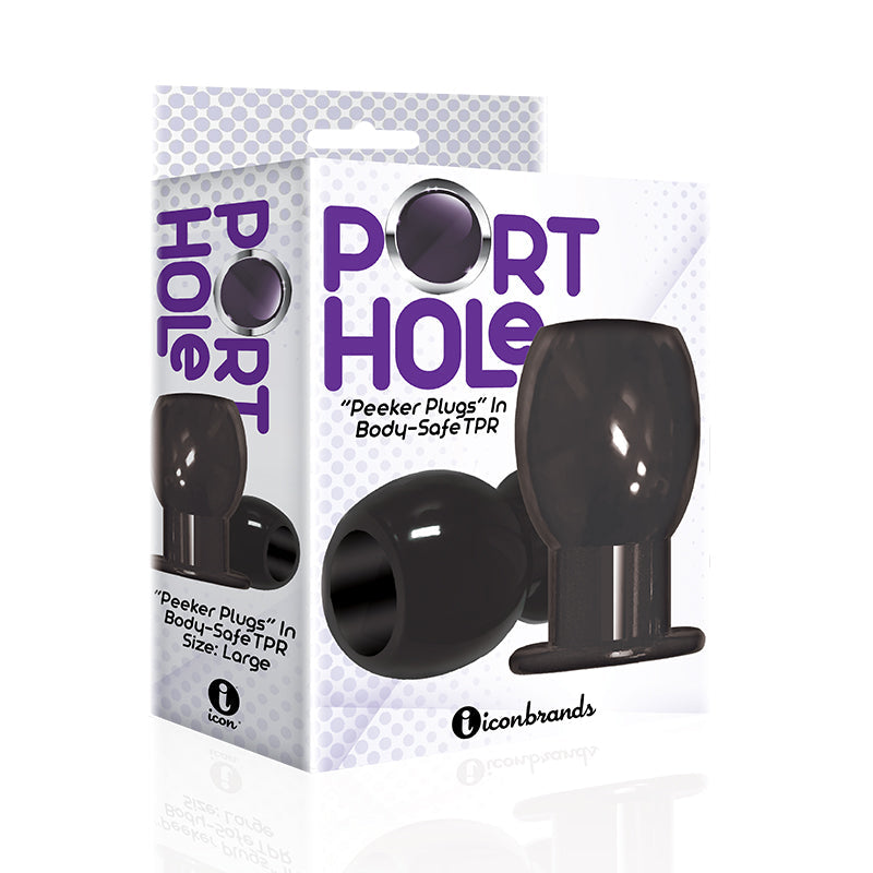THE 9''S PORT HOLE HOLLOW BUTT PLUG BLACK
