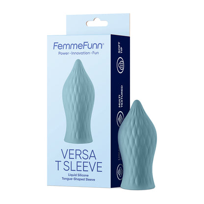 FEMMEFUNN - VERSA T FUNDA DE BALA DE SILICONA TEXTURIZADA CON LENGUA AZUL CLARO