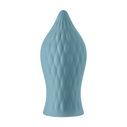 FEMMEFUNN VERSA T SLEEVE TEXTURED SILICONE TONGUE-SHAPED BULLET SHEATH LIGHT BLUE