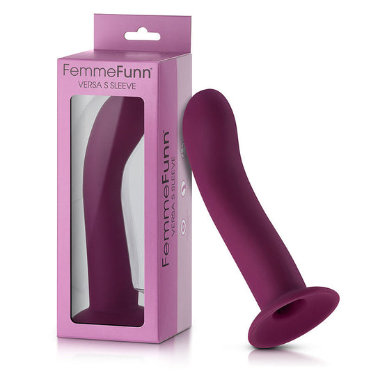 FEMMEFUNN - VERSA S SLEEVE CURVED SILICONE SLEEVE WITH SUCTION CUP DARK FUCHSIA