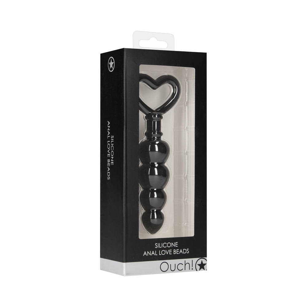 OUCH! SILICONE ANAL LOVE BEADS BLACK