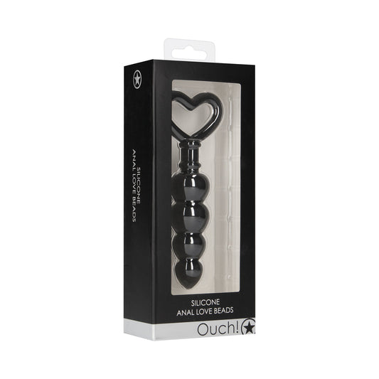OUCH! SILICONE ANAL LOVE BEADS BLACK