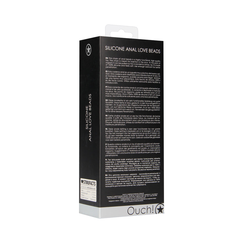 OUCH! SILICONE ANAL LOVE BEADS BLACK