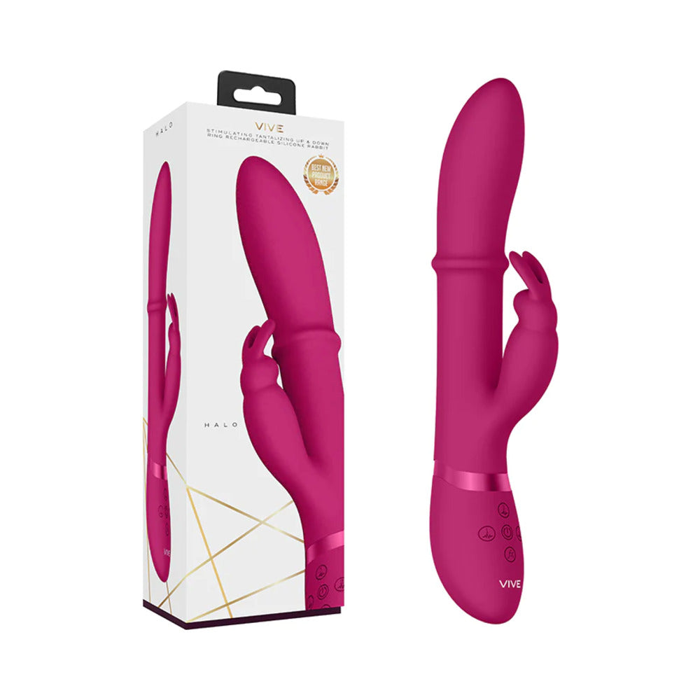 SHOTS - VIVE HALO RECHARGEABLE STIMULATING RING SILICONE RABBIT VIBRATOR
