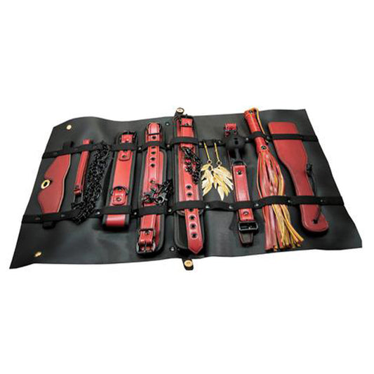 THE TRAVELER RESTRAINT & BONDAGE PLAY KIT RED 10 PCS