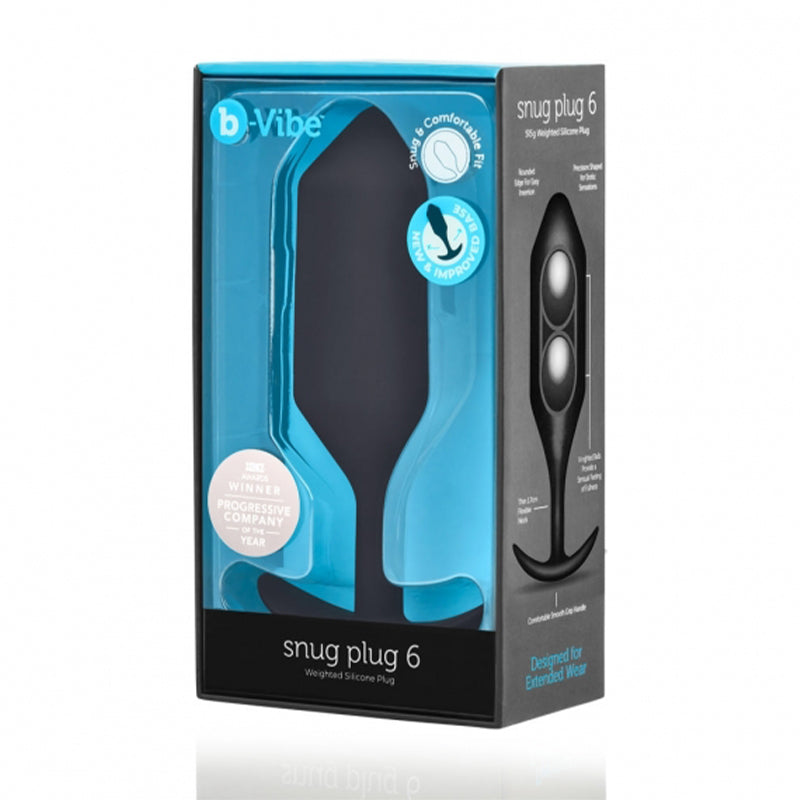 B-VIBE - SNUG PLUG 6 WEIGHTED SILICONE ANAL PLUG BLACK
