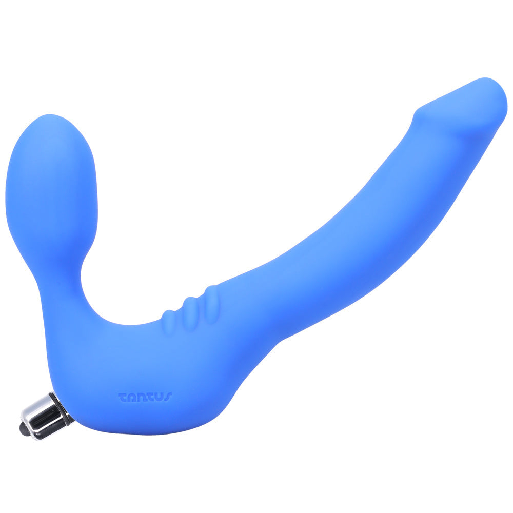TANTUS STRAPLESS SLIM VIBRATING STRAP-ON DILDO AZURE
