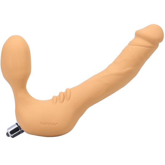 TANTUS REAL STRAPLESS SLIM VIBRATING STRAP-ON DILDO HONEY