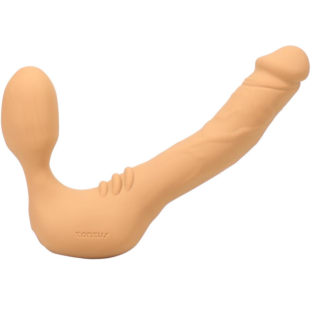 TANTUS REAL STRAPLESS SLIM VIBRATING STRAP-ON DILDO HONEY
