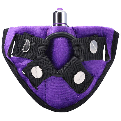 TANTUS - VELVET VIBRATING STRAP-ON HARNESS LILAC