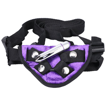 TANTUS - VELVET VIBRATING STRAP-ON HARNESS LILAC