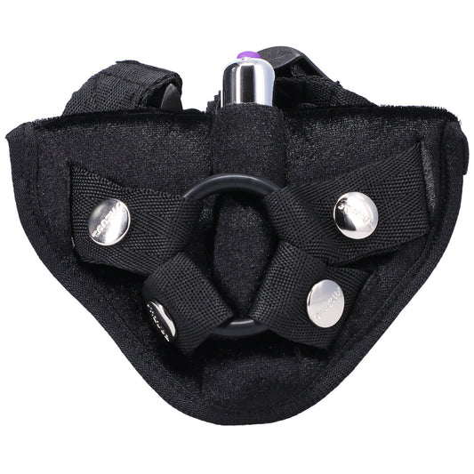 TANTUS - VELVET VIBRATING STRAP-ON HARNESS ONYX