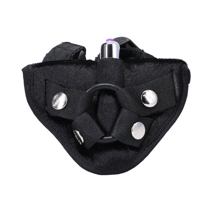 TANTUS VELVET VIBRATING STRAP-ON HARNESS ONYX