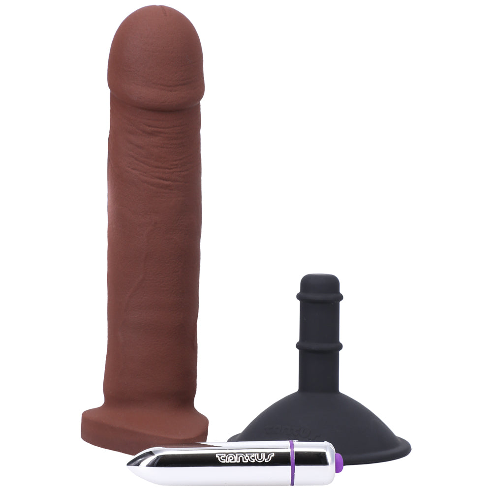 TANTUS - ALAN O2 DUAL DENSITY VIBRATING DILDO KIT ESPRESSO (BAG)