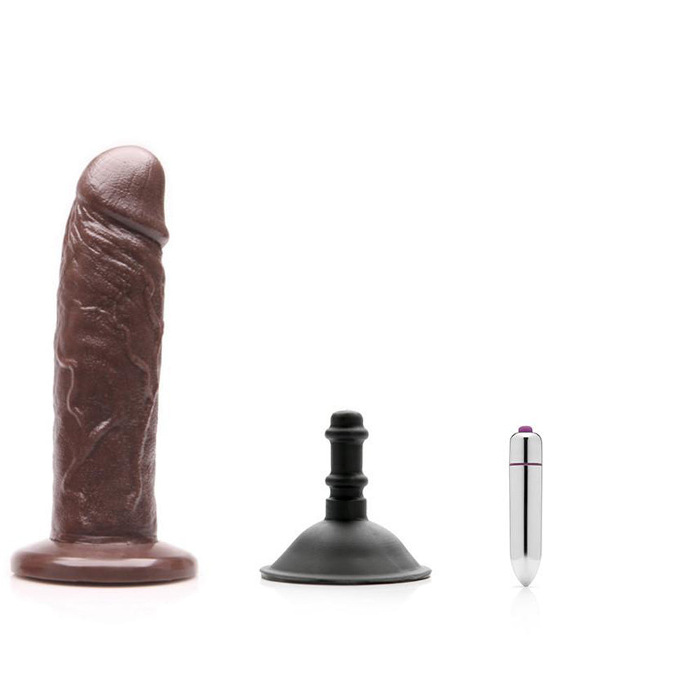 TANTUS SAM O2 VIBRATING DUAL DENSITY DILDO KIT ESPRESSO