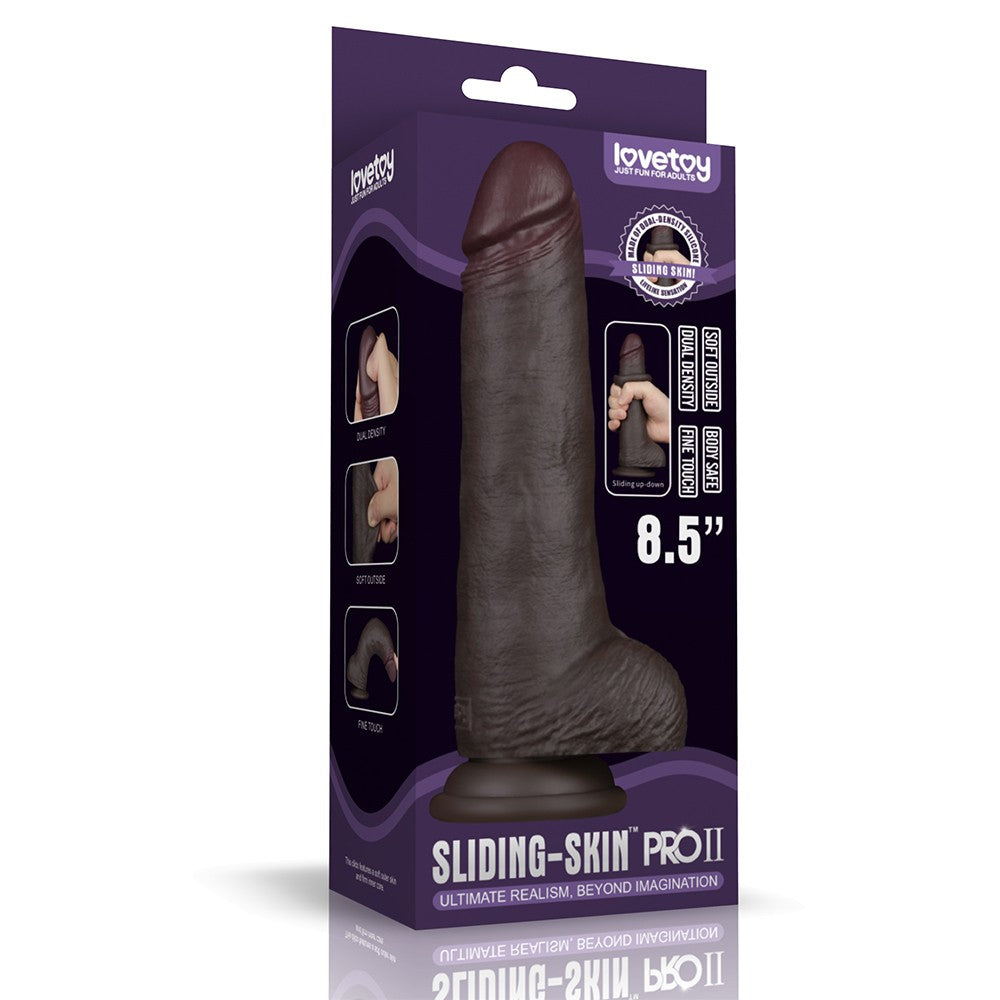 LOVETOY - 8.5'' SLIDING SKIN PRO II DUAL LAYER SILICONE DONG (BLACK)