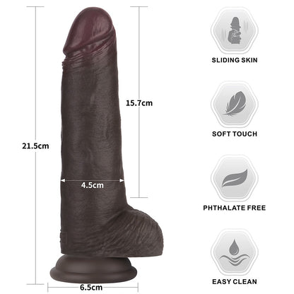 LOVETOY - 8.5'' SLIDING SKIN PRO II DUAL LAYER SILICONE DONG (BLACK)
