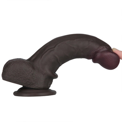 LOVETOY - 8'' SLIDING SKIN PRO II DUAL LAYER SILICONE DONG (BLACK)