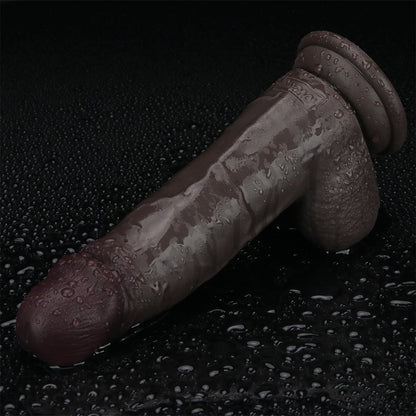 LOVETOY - 8'' SLIDING SKIN PRO II DUAL LAYER SILICONE DONG (BLACK)