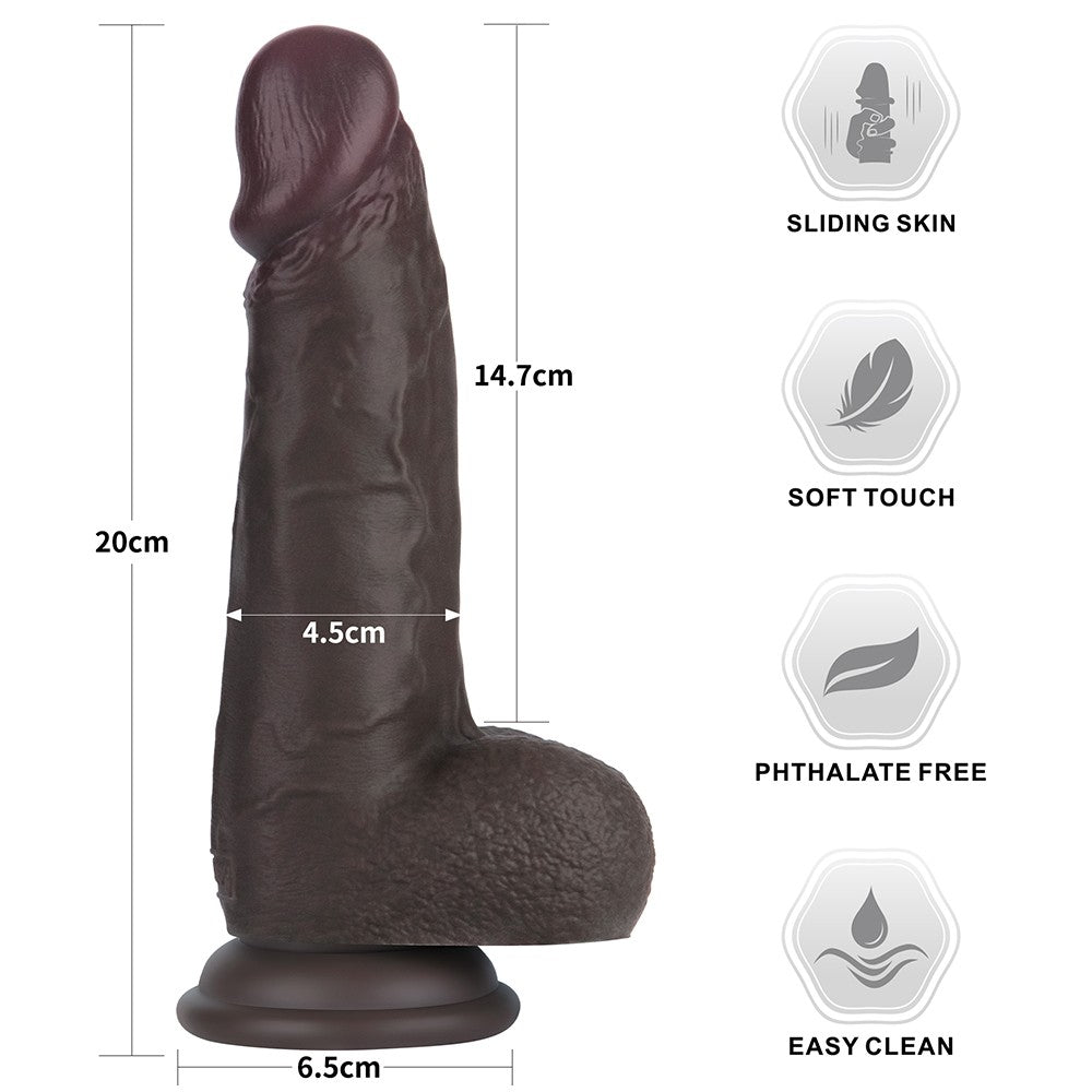 LOVETOY - 8'' SLIDING SKIN PRO II DUAL LAYER SILICONE DONG (BLACK)
