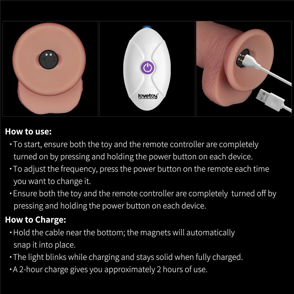LOVETOY - 8.5" VIBRATING SLIDING SKIN PRO II SILICONE DONG