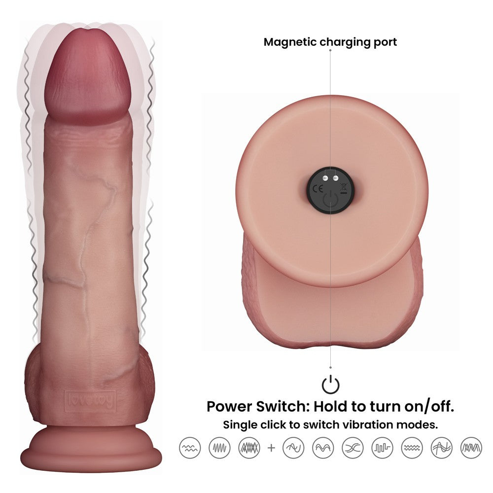 LOVETOY - 8" VIBRATING SLIDING SKIN PRO II SILICONE DONG