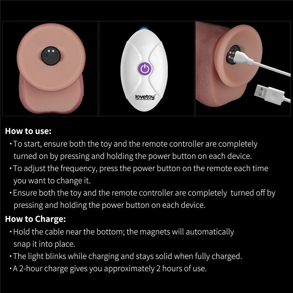 LOVETOY - 8" VIBRATING SLIDING SKIN PRO II SILICONE DONG