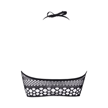 LE DESIR BLISS STRAPPY FISHNET HALTER TOP BLACK O/S