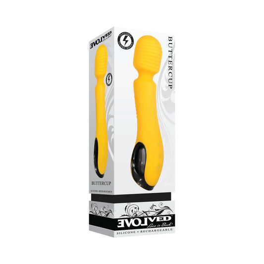 EVOLVED - BUTTERCUP RECHARGEABLE SILICONE WAND VIBRATOR YELLOW