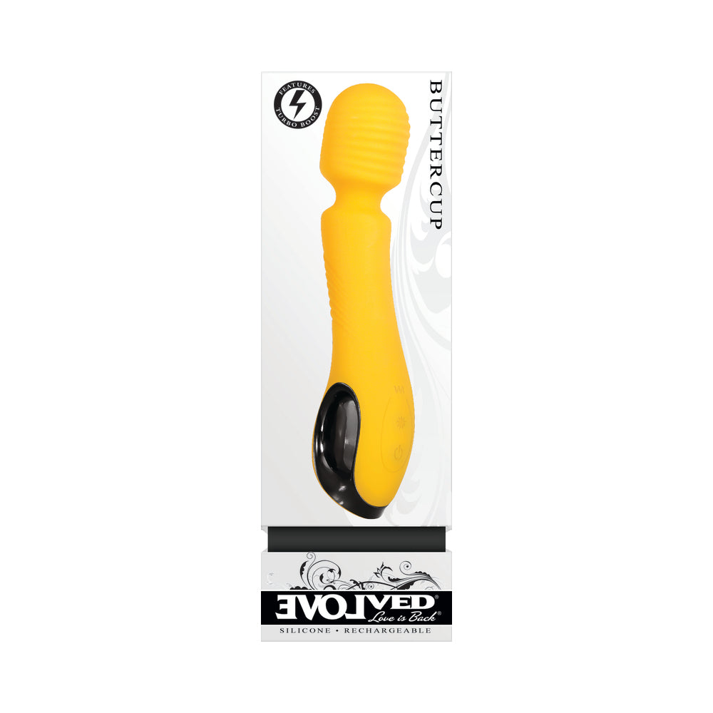 EVOLVED BUTTERCUP RECHARGEABLE SILICONE WAND VIBRATOR YELLOW