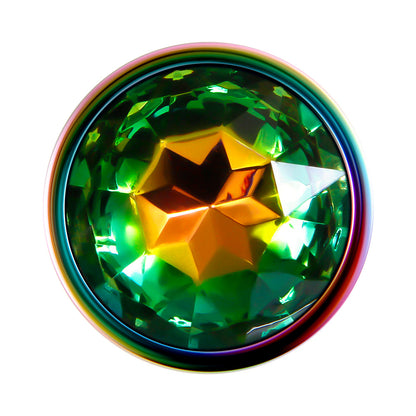EVOLVED RAINBOW METAL ANAL PLUG WITH RAINBOW GEMSTONE BASE SMALL