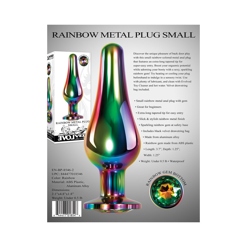 EVOLVED RAINBOW METAL ANAL PLUG WITH RAINBOW GEMSTONE BASE SMALL