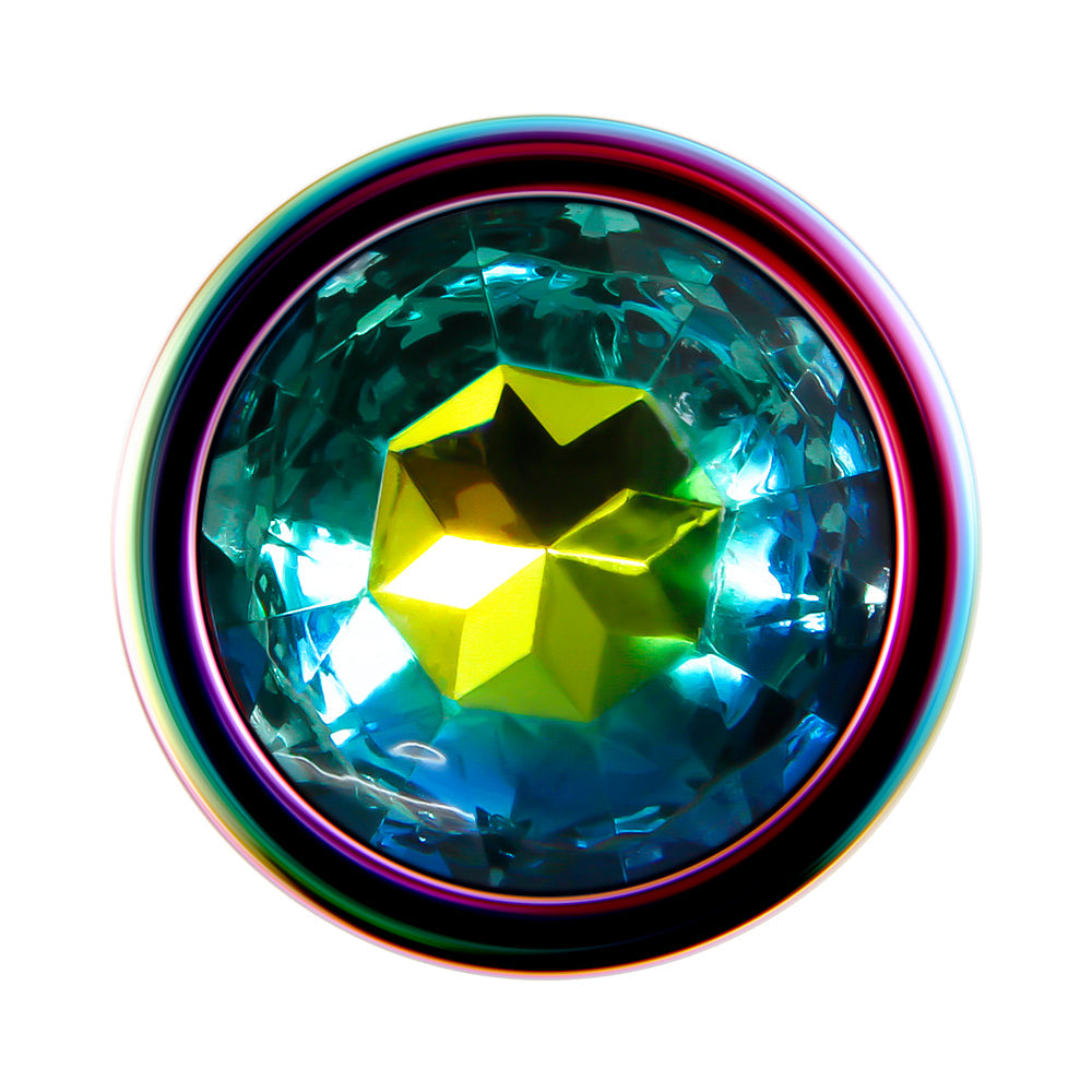 EVOLVED RAINBOW METAL ANAL PLUG WITH RAINBOW GEMSTONE BASE MEDIUM