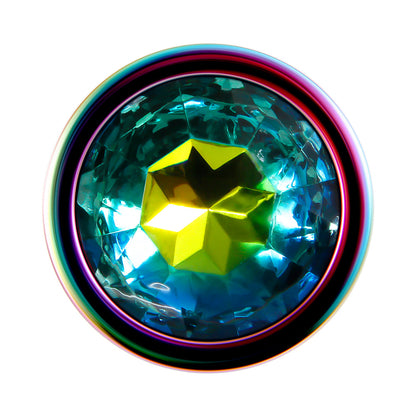 EVOLVED RAINBOW METAL ANAL PLUG WITH RAINBOW GEMSTONE BASE MEDIUM