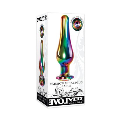 EVOLVED - TAPÓN ANAL DE METAL ARCOÍRIS CON BASE DE PIEDRA PRECIOSA ARCOÍRIS GRANDE