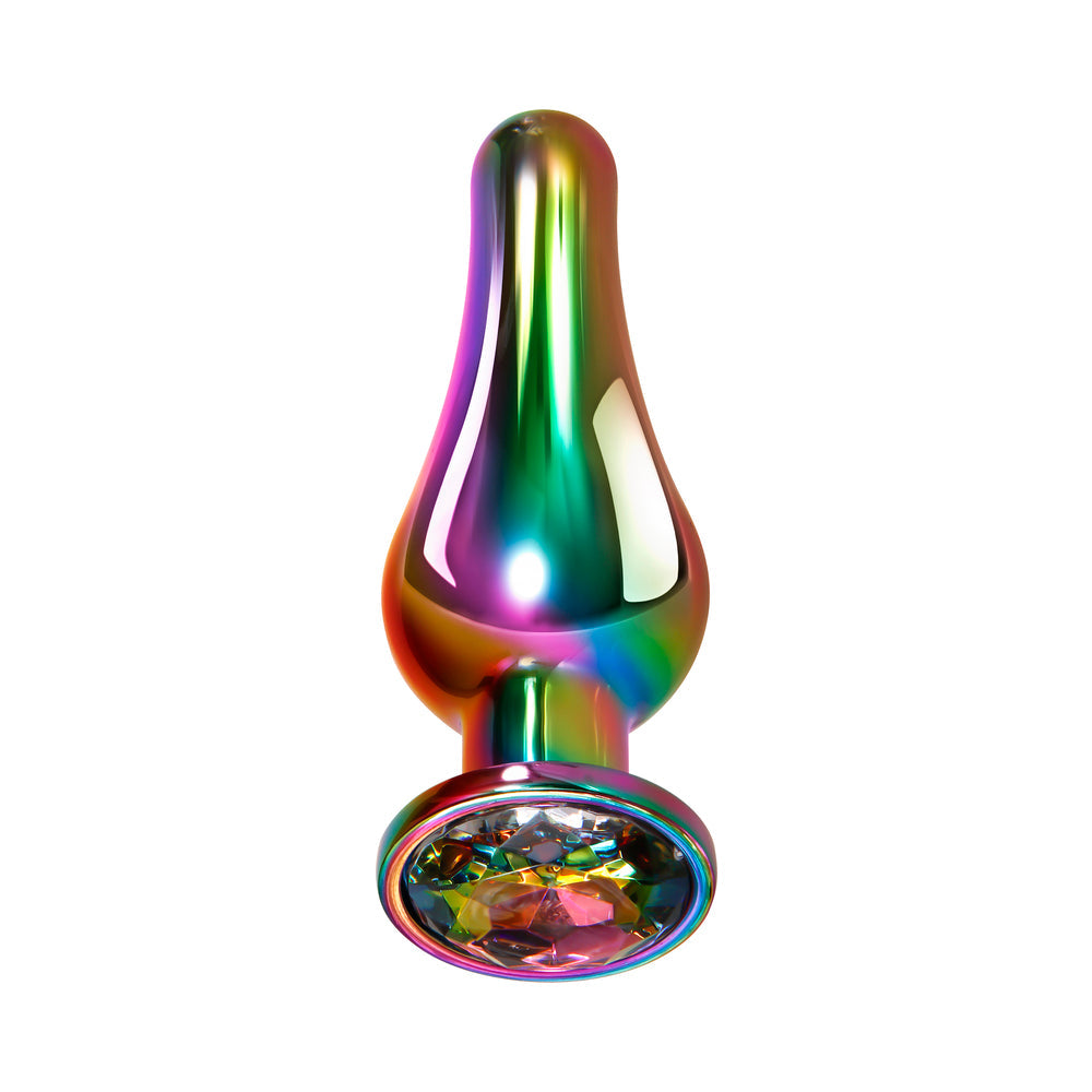 EVOLVED - TAPÓN ANAL DE METAL ARCOÍRIS CON BASE DE PIEDRA PRECIOSA ARCOÍRIS GRANDE