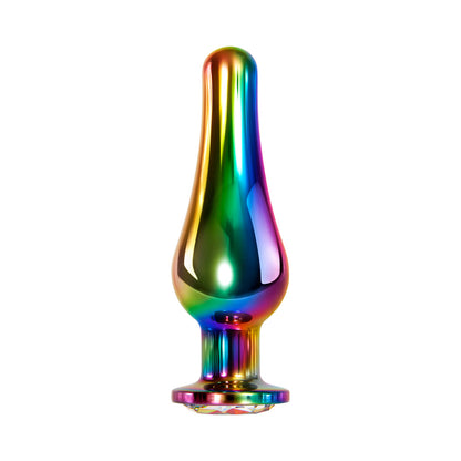 EVOLVED - TAPÓN ANAL DE METAL ARCOÍRIS CON BASE DE PIEDRA PRECIOSA ARCOÍRIS GRANDE