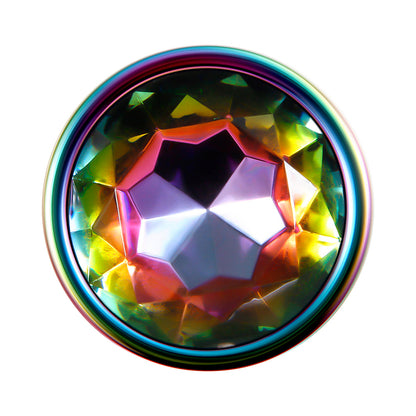 EVOLVED RAINBOW METAL ANAL PLUG WITH RAINBOW GEMSTONE BASE LARGE