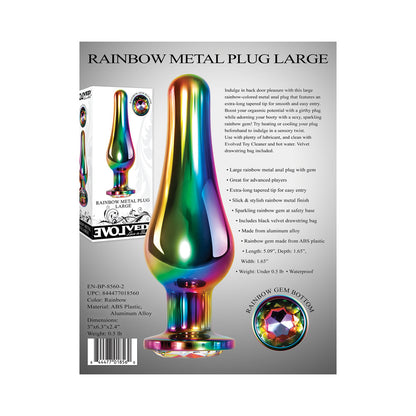 EVOLVED - TAPÓN ANAL DE METAL ARCOÍRIS CON BASE DE PIEDRA PRECIOSA ARCOÍRIS GRANDE