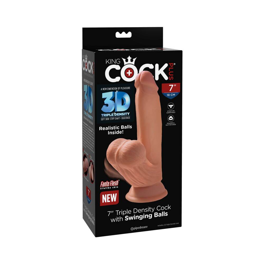 PIPEDREAM - COCK 7 IN. TRIPLE DENSITY COCK WITH SWINGING BALLS DILDO