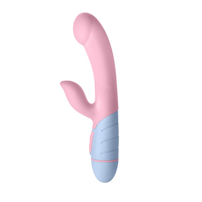 FFIX - FEMMEFUNN FFIX RABBIT WATERPROOF SILICONE DUAL STIMULATION G-SPOT VIBRATOR LIGHT PINK