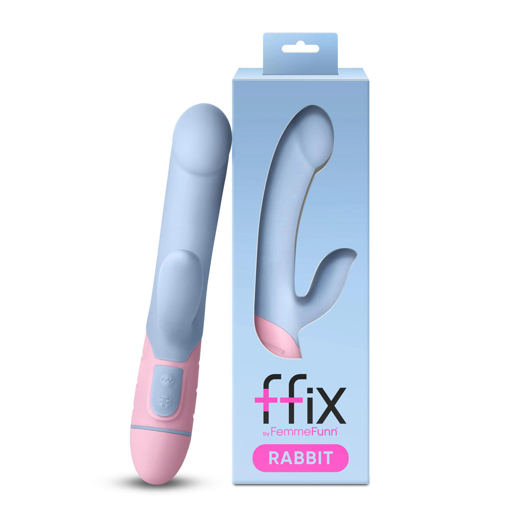 FFIX - FEMMEFUNN FFIX RABBIT WATERPROOF SILICONE DUAL STIMULATION G-SPOT VIBRATOR LIGHT BLUE