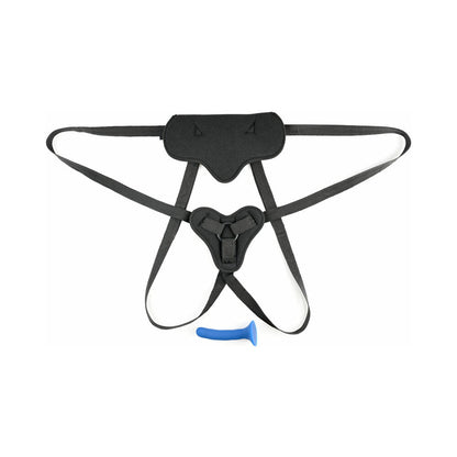 SPORTSHEETS SPECIAL EDITION NEW COMER''S STRAP-ON SET HARNESS & 5.25 IN. DILDO BLUE/BLACK