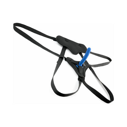 SPORTSHEETS SPECIAL EDITION NEW COMER''S STRAP-ON SET HARNESS & 5.25 IN. DILDO BLUE/BLACK