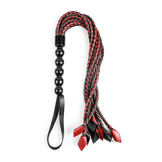 SPORTSHEETS SAFFRON BRAIDED FLOGGER RED/BLACK
