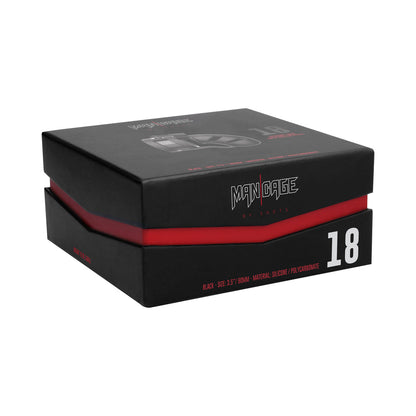 SHOTS - MANCAGE MODEL 18 ADJUSTABLE 3.5 IN. SILICONE BALLSPLITTER COCK CAGE BLACK